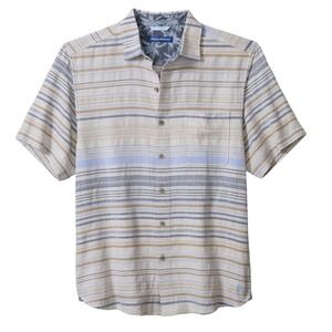 Tommy Bahama Santa Marta Stripe Linen Blend Short Sleeve ButtonDown Shirt Small